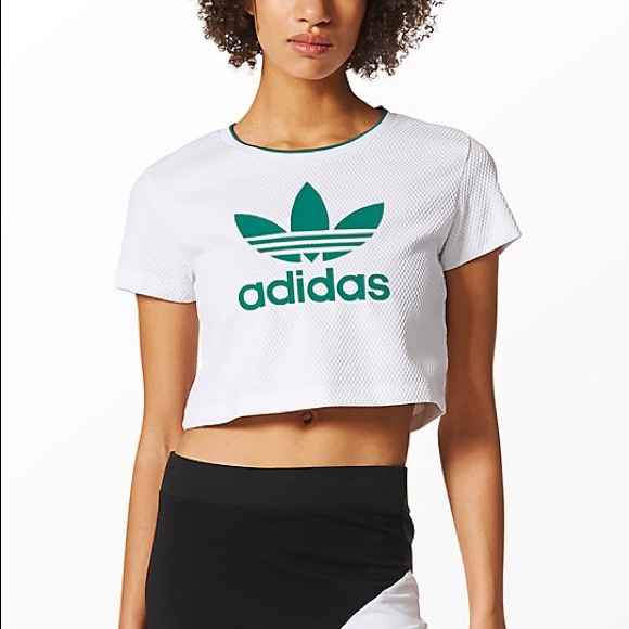 π2/40πEQT White Mesh Adidas Crop Top Graphic T